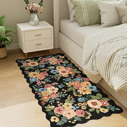 DUKINO 2x4 Washable Runner Rugs, Non Slip Floral Print Entryway Rug - Image 4