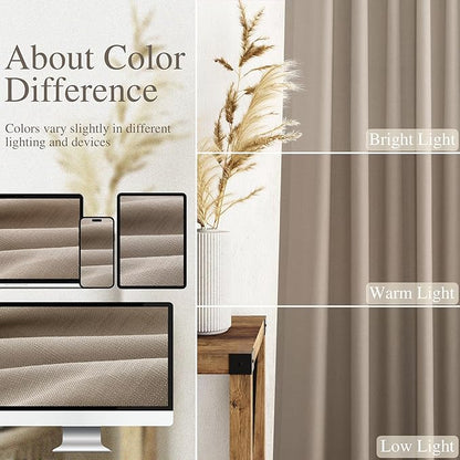 Nanspring Light Taupe Linen Curtains 63 Inches Length 2 Panels Set - Image 4