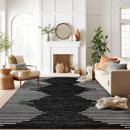 Rugshop Bohemian Stripe Stain Resistant Carpet High Traffic Living Room Kitchen by Rugshop