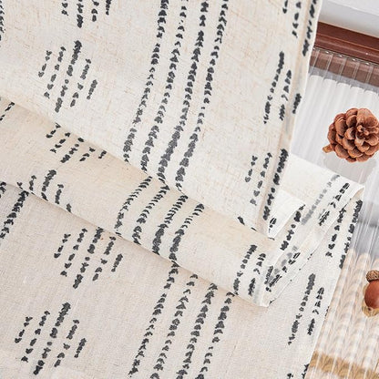 jinchan Boho Kitchen Curtains Linen Tier Curtains 20 Inch Bohemian Cafe Style - Image 7