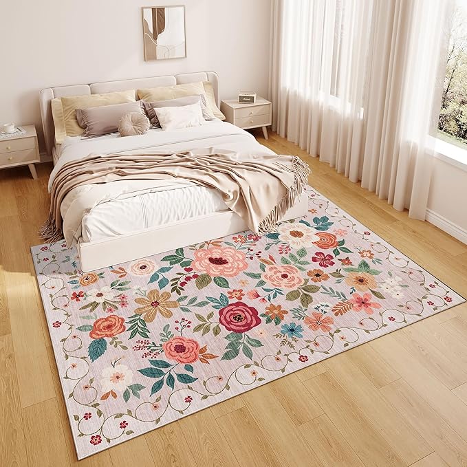 DUKINO 9x12 Area Rug, Floral Rugs - Image 4