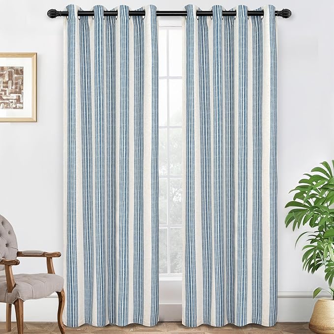 DriftAway Farmhouse Vertical Striped Linen Blend Textured Light Filtering Semi by DriftAway
