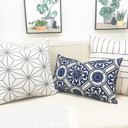 Slow Cow Linen Embroidery Lumbar Throw Pillow Cover Cushion Cover Floral - Image 6