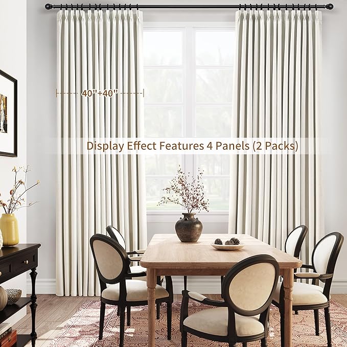 Pinch Pleated 100% Blackout Linen Curtains 112 Inches Long - Image 8