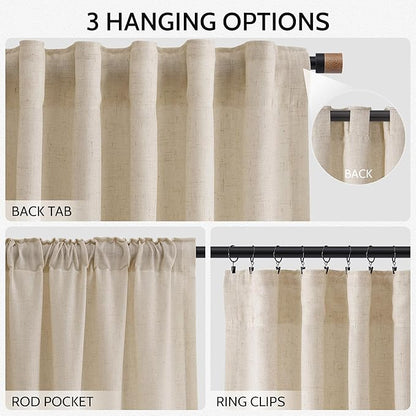 Nanspring Birch Beige Linen Curtains 84 Inches Long - Image 2