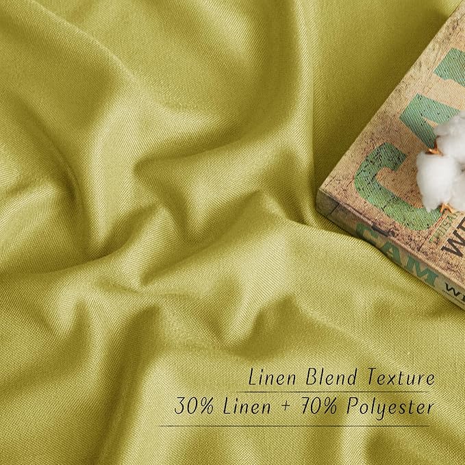 NICETOWN Bright Yellow Linen Curtains 96 inches Long, Grommet Thick Flax Light - Image 4