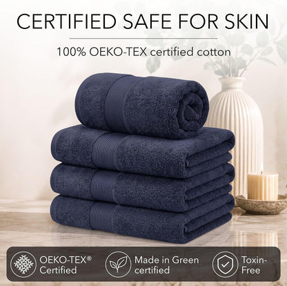 jouline | 4-piece large premium 600gsm bath towel showing dimensions