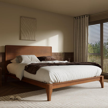 merax queen size bamboo platform bed frame with, close-up detail