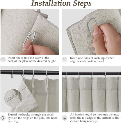 Silver Pinch Pleat Linen Curtains 102 Inch Length 2 Panels Set - Image 6