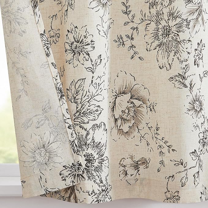 jinchan Linen Kitchen French Floral Tier Curtains 30 Inch Farmhouse Vintage - Image 9