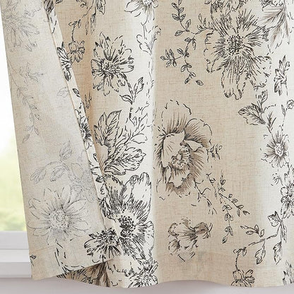 jinchan Linen Kitchen French Floral Tier Curtains 30 Inch Farmhouse Vintage - Image 9