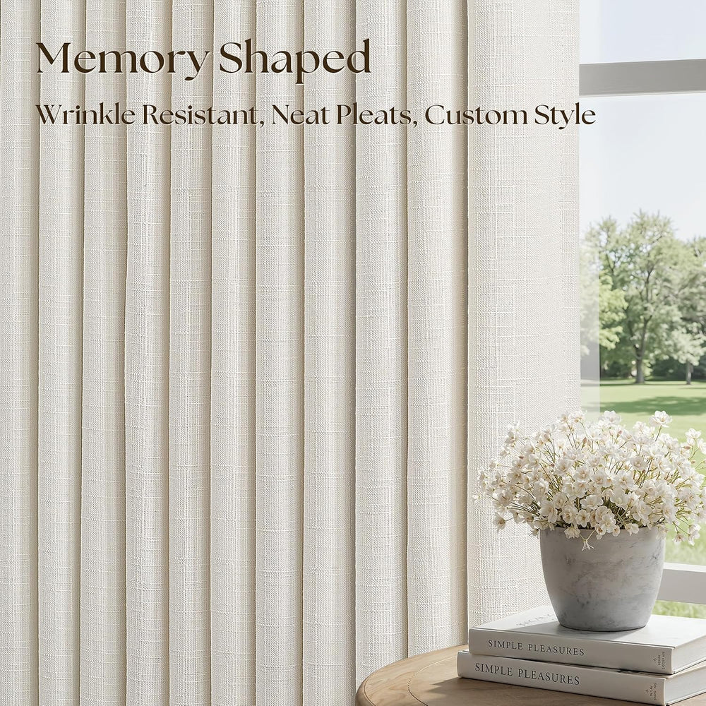 Natural Extra Wide 70 Inch Width 100% Blackout Curtains 84 Inches Long