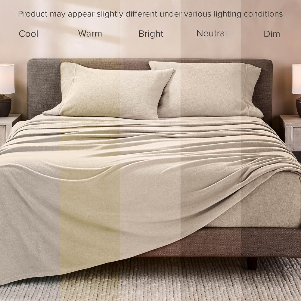 Bare Home Super Soft Fleece Sheet Set (Split King, Sand)
