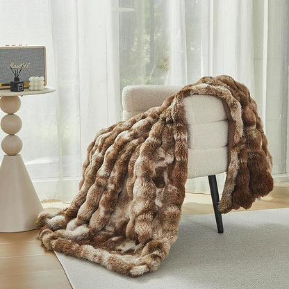 Faux Fur Throw Blanket for Couch Cozy Fuzzy Soft Plush Thick Fluffy Fleece - Image 4