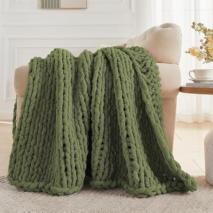 Carriediosa Chunky Knit Throw Blanket 60" X 80" Twin, 100% Hand Made Large - Image 5