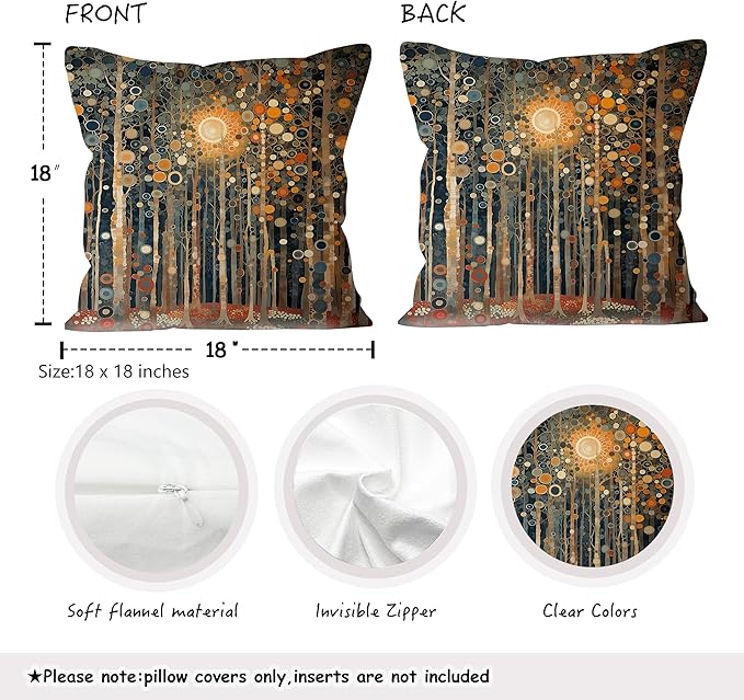 Rustic William Morris Inspired Autumn Forest Decor Throw Pillow Covers 18x18 - Image 2