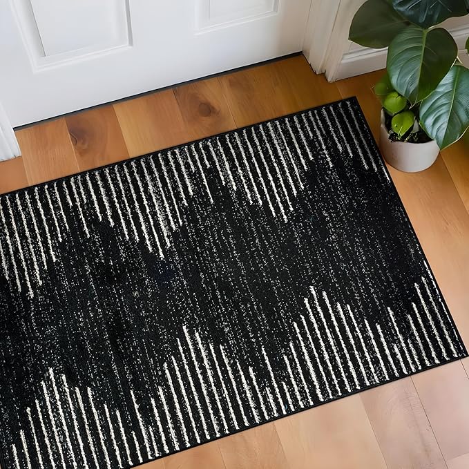 Rugshop Bohemian Stripe Stain Resistant High Traffic Living Room Kitchen - Image 9