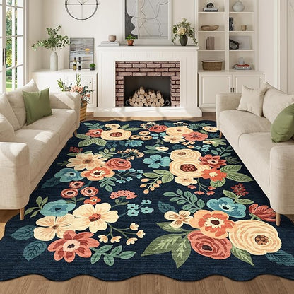 DUKINO 5x7 Area Rug, Floral Washable Rugs by DUKINO