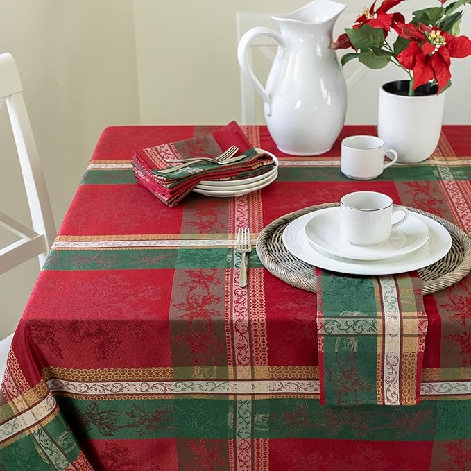 Benson Mills Heavyweight Yarn Dyed Jacquard Fabric Plaid Table Cloth, - Image 5