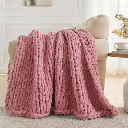 Carriediosa Chunky Knit Throw Blanket 50" X 60", 100% Hand Made Large Chenille - Image 5