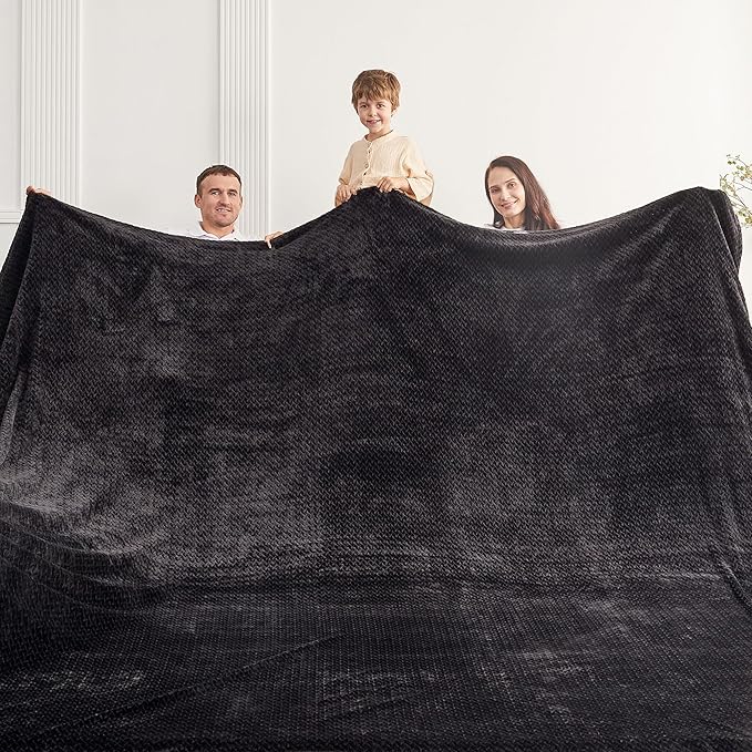 Oversized King Fleece Blanket 120x120 Inches, Seamless Soft Cozy 3D Jacquard - Image 2