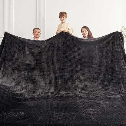 Oversized King Fleece Blanket 120x120 Inches, Seamless Soft Cozy 3D Jacquard - Image 2