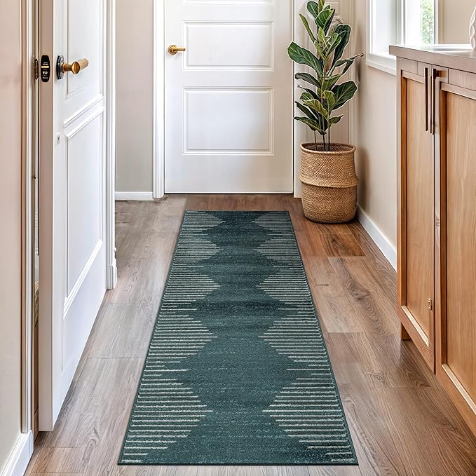 Rugshop Bohemian Stripe Stain Resistant High Traffic Living Room Kitchen by Rugshop