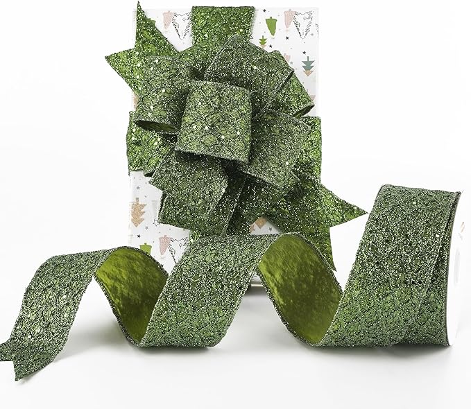 HUIHUANG Moss Green Wired Ribbon - Image 7