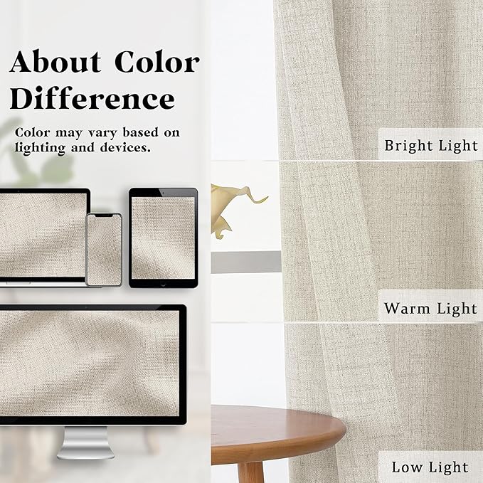 Gwine Natural Kitchen Curtains 24 Inch Length 2 Panels, Light Filtering - Image 3