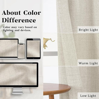 Gwine Natural Kitchen Curtains 24 Inch Length 2 Panels, Light Filtering - Image 3