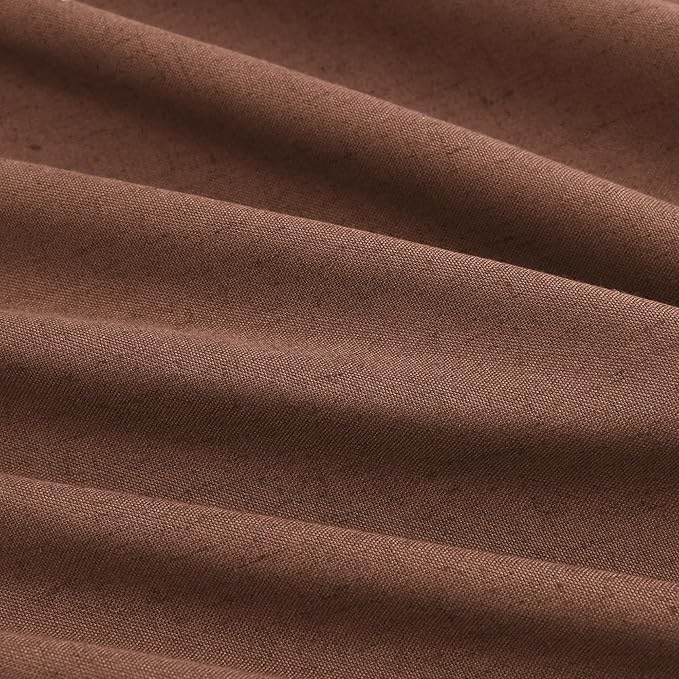 Rustic Brown Pinch Pleated Linen Curtains 102 Inch Length 2 Panels - Image 2