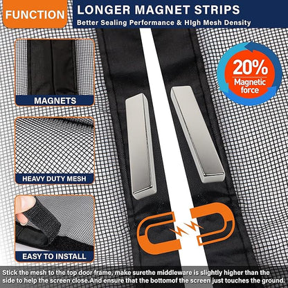 Magnetic Screen Door，Fiberglass Screen Door Mesh，Keep Bugs Out, Heavy-Duty Mesh - Image 3