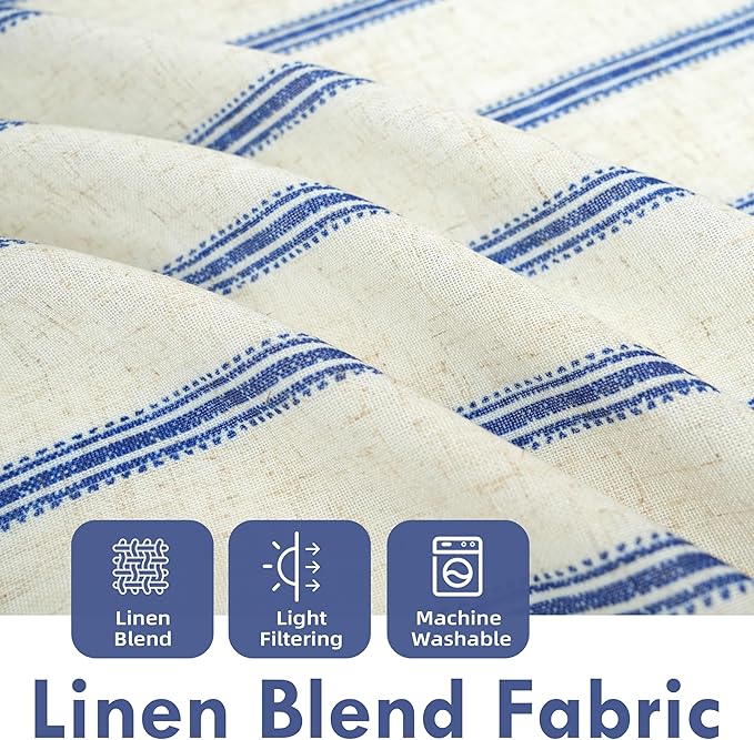DriftAway Farmhouse Vertical Striped Linen Blend Textured Light Filtering Semi - Image 2