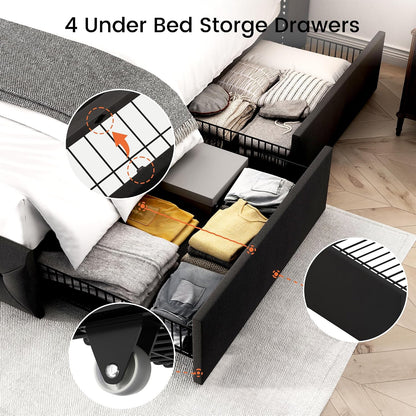 larmace full size bed frame with 4 storage, package contents