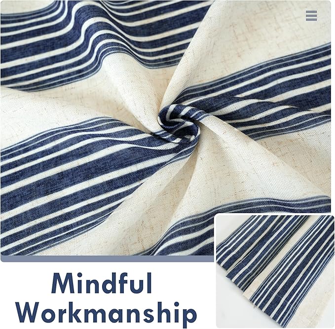DriftAway Farmhouse Vertical Striped Linen Blend Textured Light Filtering Semi - Image 3