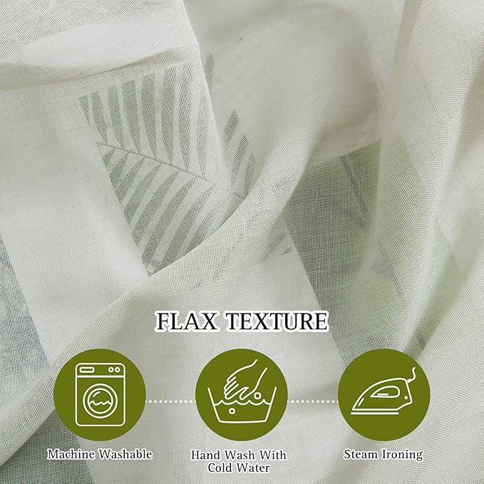 NICETOWN Linen Sheer sage green Curtains 84 inch Length - Image 5