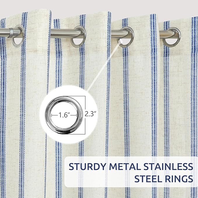 DriftAway Farmhouse Vertical Striped Linen Blend Textured Light Filtering Semi - Image 3