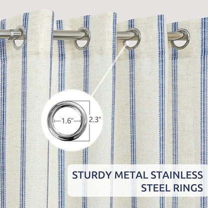 DriftAway Farmhouse Vertical Striped Linen Blend Textured Light Filtering Semi - Image 3
