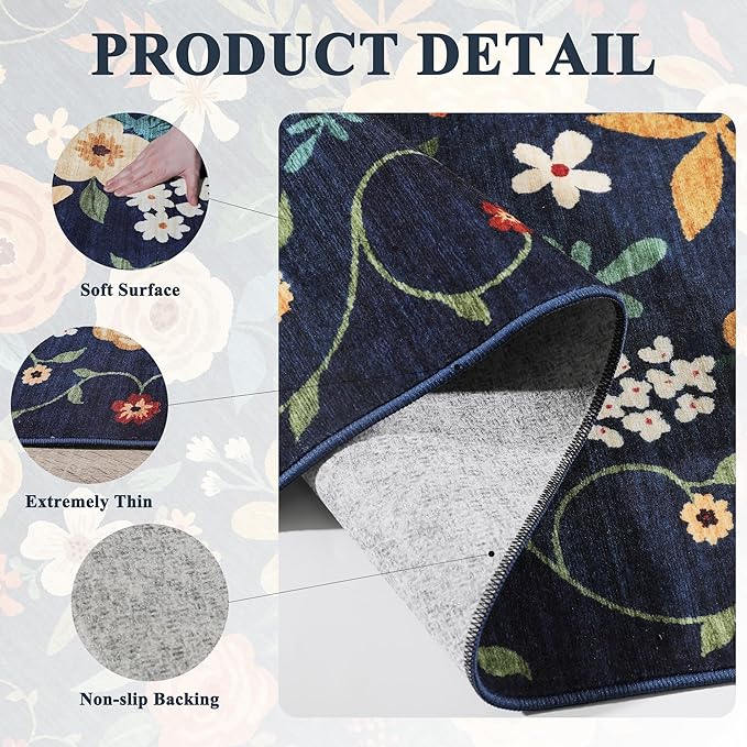 DUKINO 6x9 Area Rug, Floral Rugs - Image 3