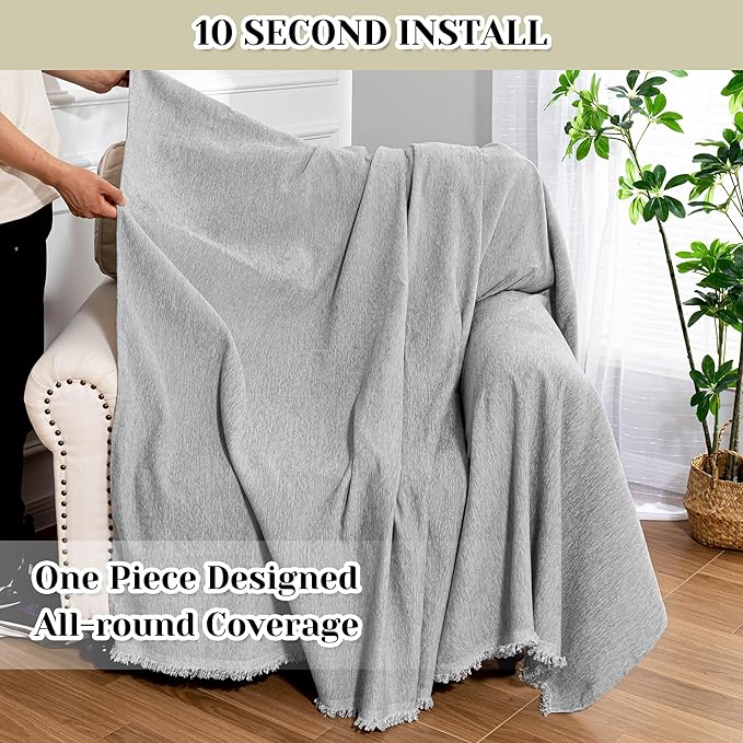 MEETSKY Grey Chair Couch Covers Sofa Cover Washable - Image 3