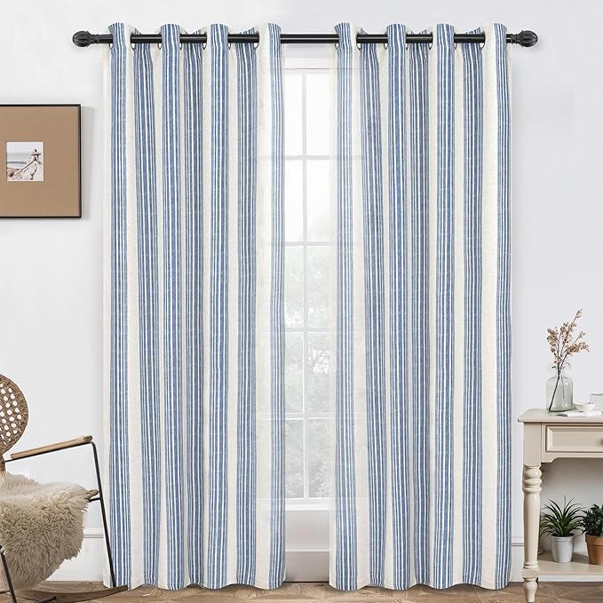 DriftAway Farmhouse Vertical Striped Linen Blend Textured Light Filtering Semi by DriftAway