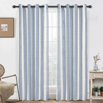DriftAway Farmhouse Vertical Striped Linen Blend Textured Light Filtering Semi by DriftAway