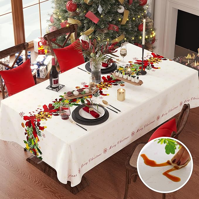 Christmas Rectangle Table Cloth, 100% Waterproof Tablecloth, Christmas - Image 8