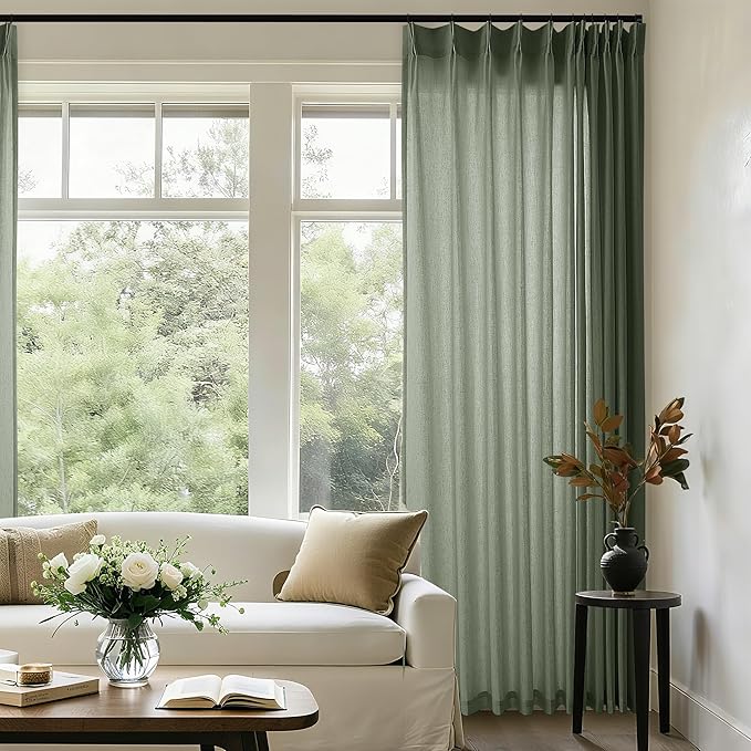Pinch Pleat Extra Wide 72 x 108 Inch Linen Curtains - Image 7