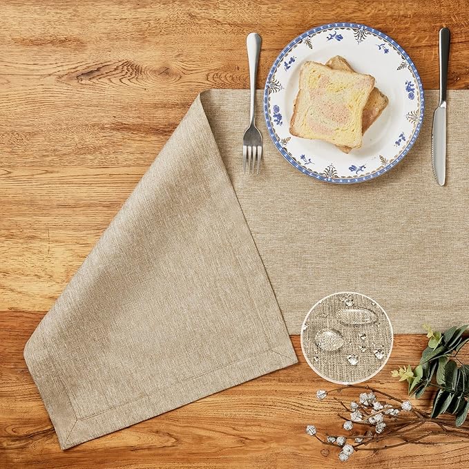 Mebakuk Linen Farmhouse Table Runner Large Burlap Style Soft and Waterproof - Image 2
