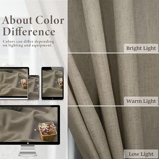 Pitalk Taupe Curtains 84 Inches Long - Image 3