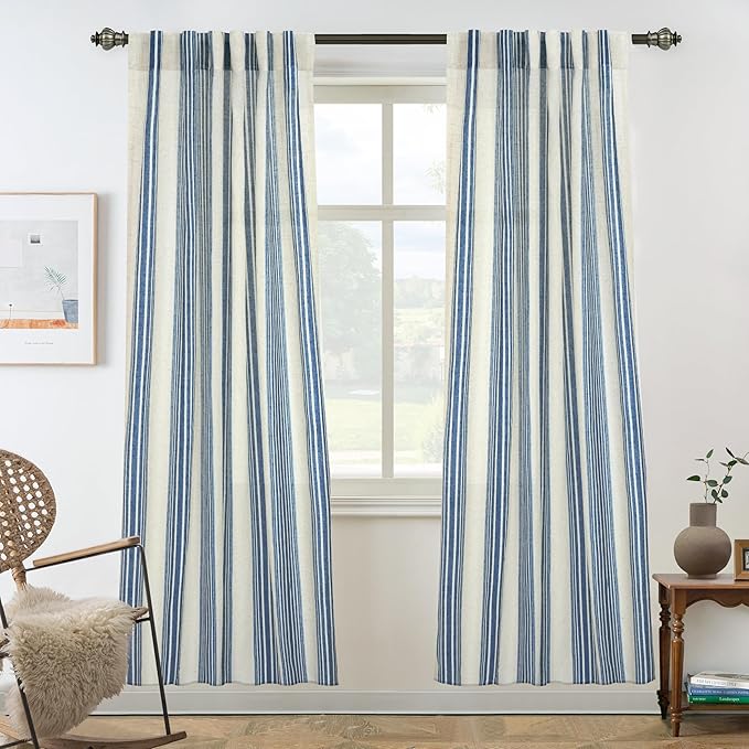 DriftAway Farmhouse Vertical Striped Linen Blend Textured Light Filtering Semi by DriftAway