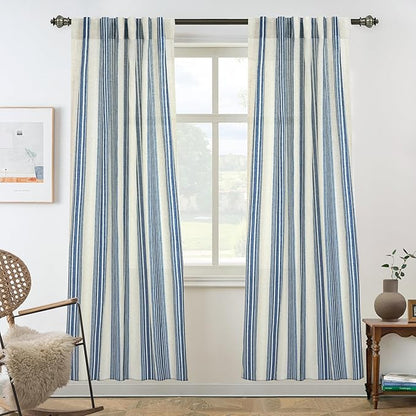 DriftAway Farmhouse Vertical Striped Linen Blend Textured Light Filtering Semi by DriftAway