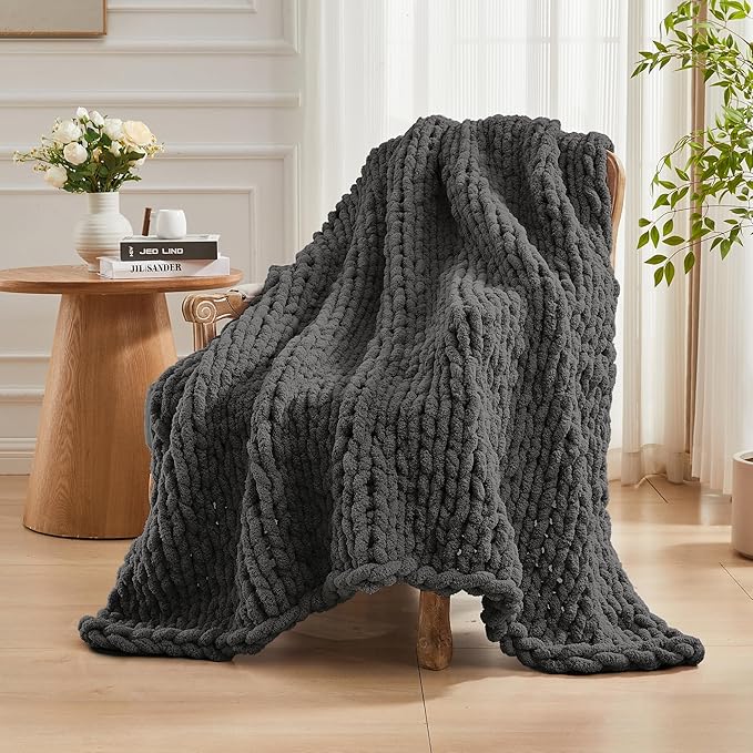 Carriediosa Chunky Knit Throw Blanket 50" X 60", 100% Hand Made Large Chenille - Image 8