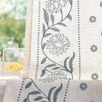 jinchan Winslow Linen Curtains 54 Inch Length Small Window Curtains Embroidered - Image 6